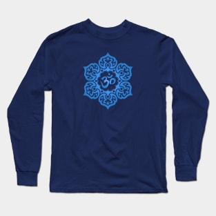 Blue Lotus Flower Yoga Om Long Sleeve T-Shirt